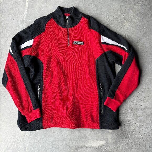 SPYDER - Men's Lined Half Zip Ski Sweater - Red - XXL - Picture 1 of 7